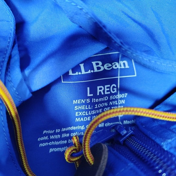 LL Bean Mountain Classic Anorak Jacket Men's Large Regatta Blue Hooded NWOT - Picture 10 of 13